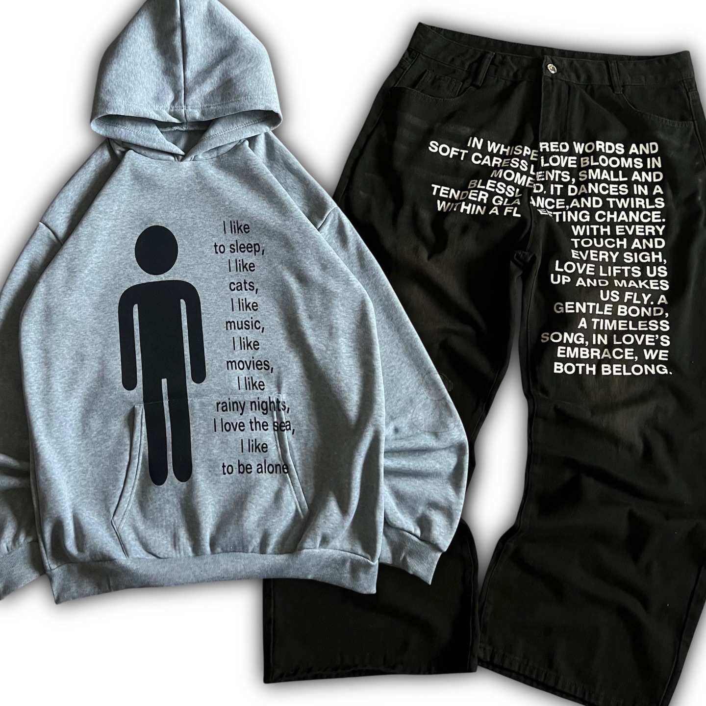 Embroidery Letter - Amerikaanse patroonletter jeans Y2K heren hoodies
