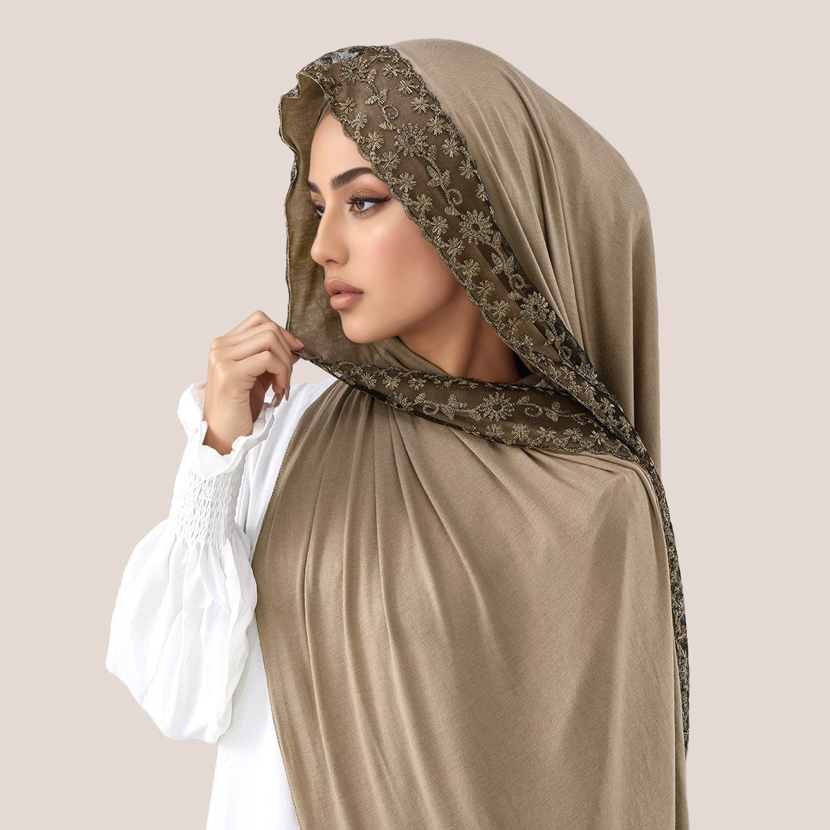 Embroidery Jersey - Kant Borduren Katoen Jersey Moslim Hijab