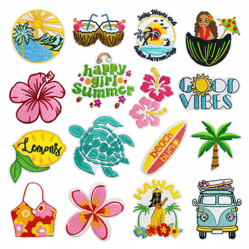 Embroidery Letter M - Zomer Hot Hawaii Strand Bloem Zon