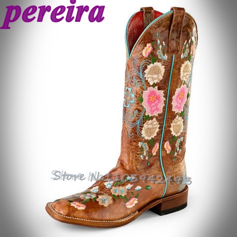 Embroidery Garden - Geborduurde bloemlaarzen Rose Garden Botas Halfhoge