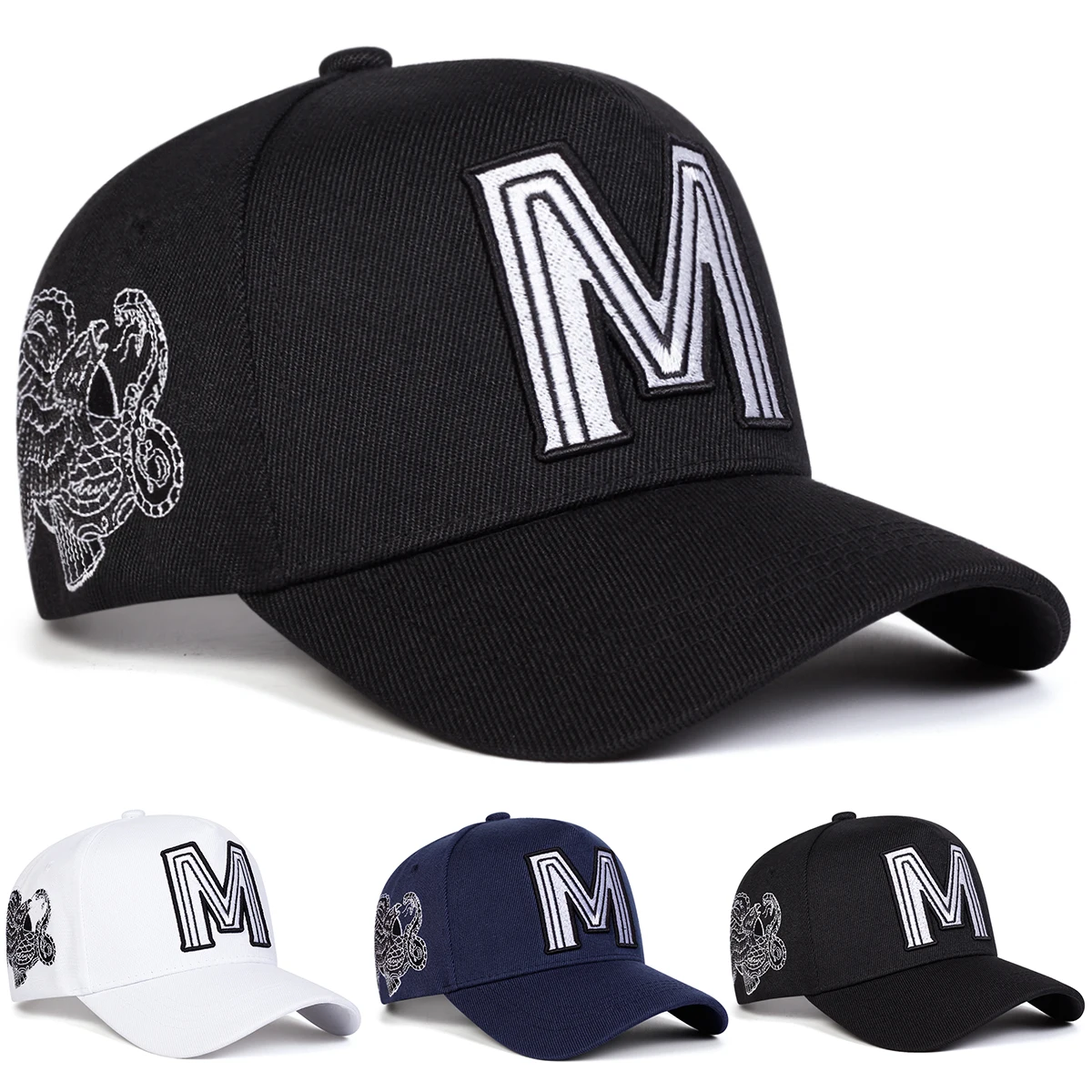 Embroidery Letter M - Unisex M Letter Borduurwerk Baseball Caps