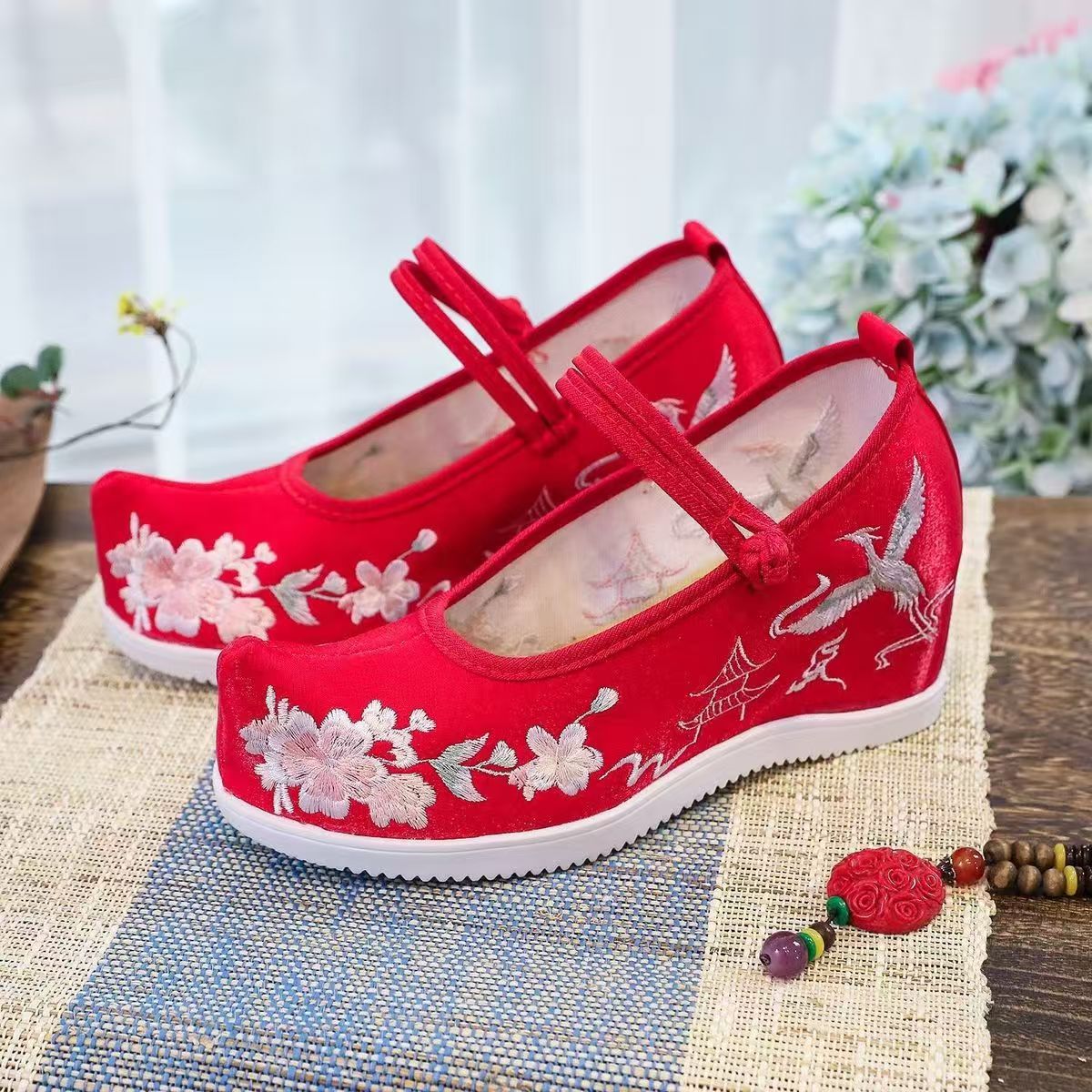 Embroidery Canvas - Vrouwen verhoogde interne geborduurde schoenen dikke