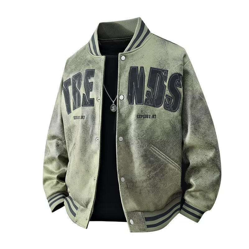 Embroidery Letter M - 2026 Lente Herfst Nieuwe Baseballjas Herenjas