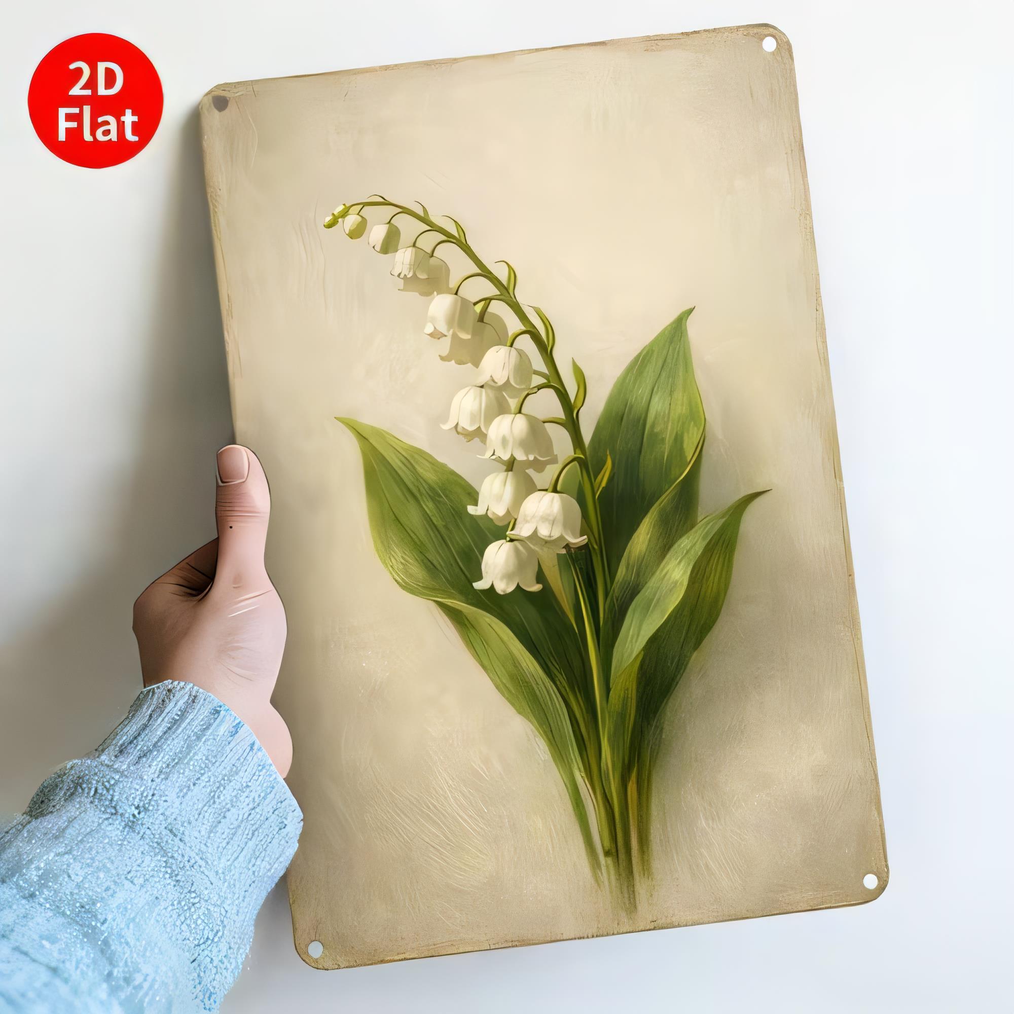 Embroidery Garden - Tin bord, vintage bloemige lelietje-van-dalen metalen