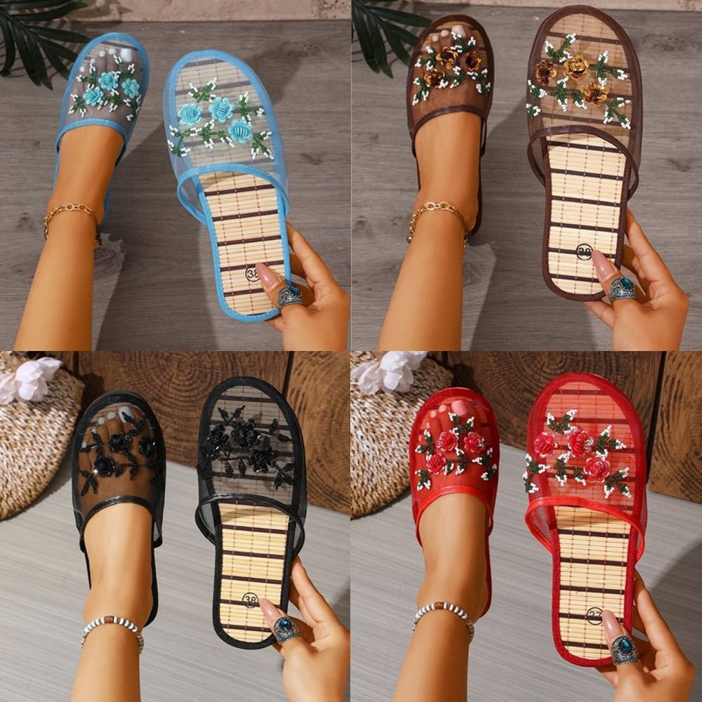 Embroidery Flower - Casual bloemenborduurwerk mesh sandalen met zachte