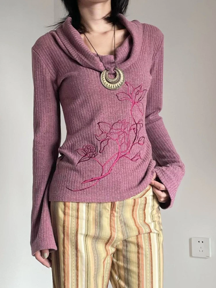 Paarse bloemen geborduurde dam - Embroidery Thread Yarn recensie en prijs