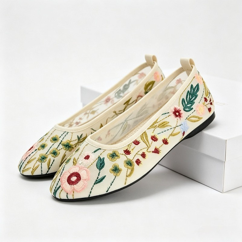 Ronde Neus Mesh Ballet Flats S - Embroidery Meaning recensie en prijs