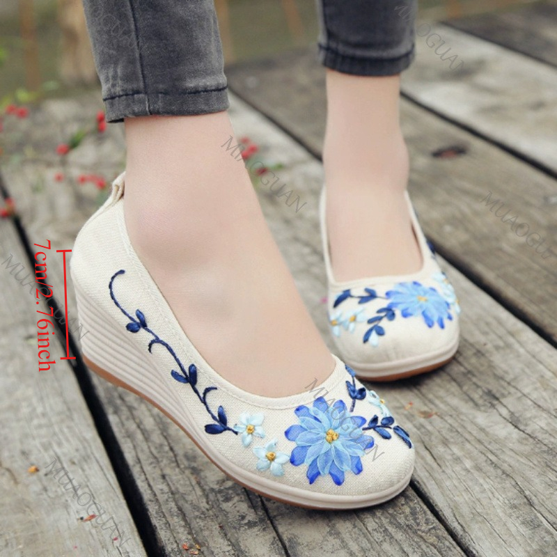 Geborduurde dames comfort wedg - Embroidery Canvas recensie en prijs